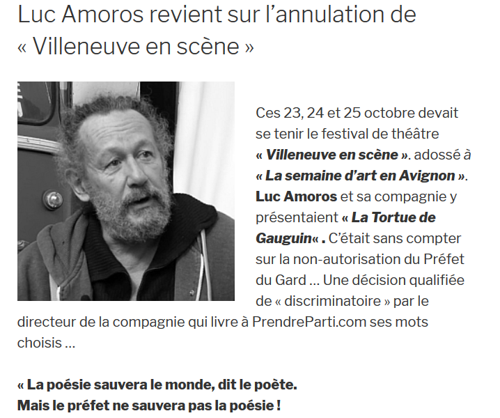 Luc
        Amoros et l'annulation de Villeneuve en scène